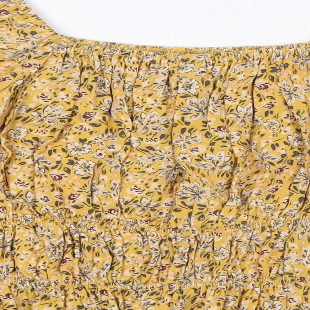 Womens UK Size 12 Nobody's Child Yellow Cropped Blouse