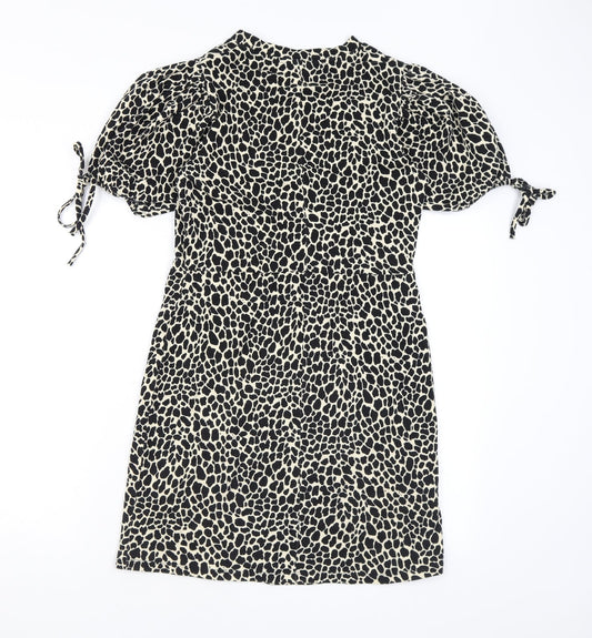 Topshop Womens Beige Animal Print Cotton A-Line Size 6 Round Neck Pullover