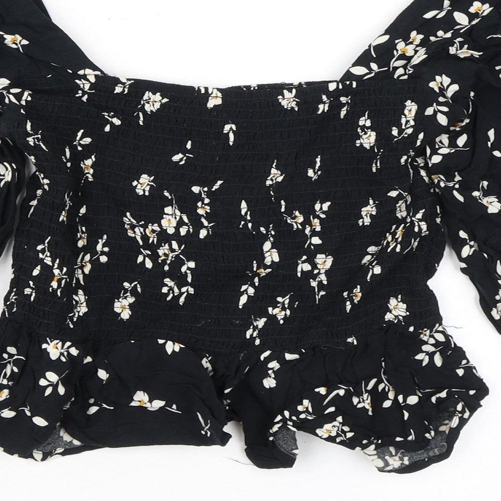 Womens UK Size 4 New Look Black Basic Blouse