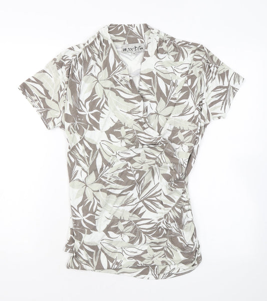 Womens UK Size 14 Marble Grey Wrap T-Shirt