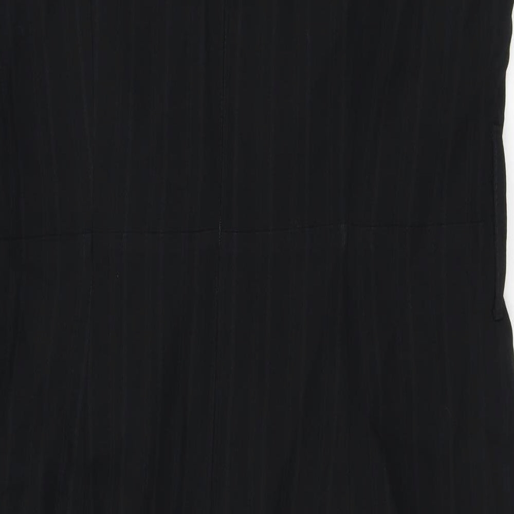 Brand and care label for Autograph women’s black acetate pencil dress, size UK 14, boat neck zip