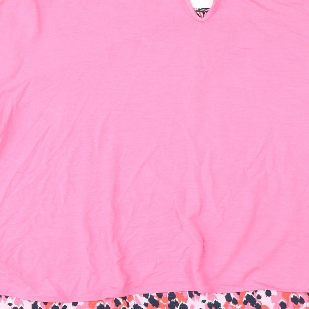 Marks and Spencer Womens Pink Geometric Viscose Jersey Blouse Size 16 Round Neck