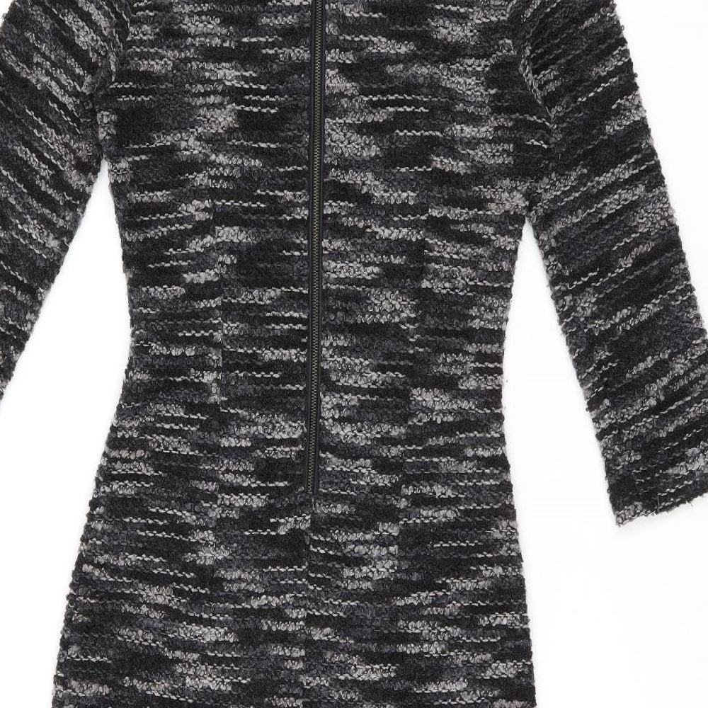 AGGI Womens Grey Polyester Bodycon Size 6 Boat Neck Zip