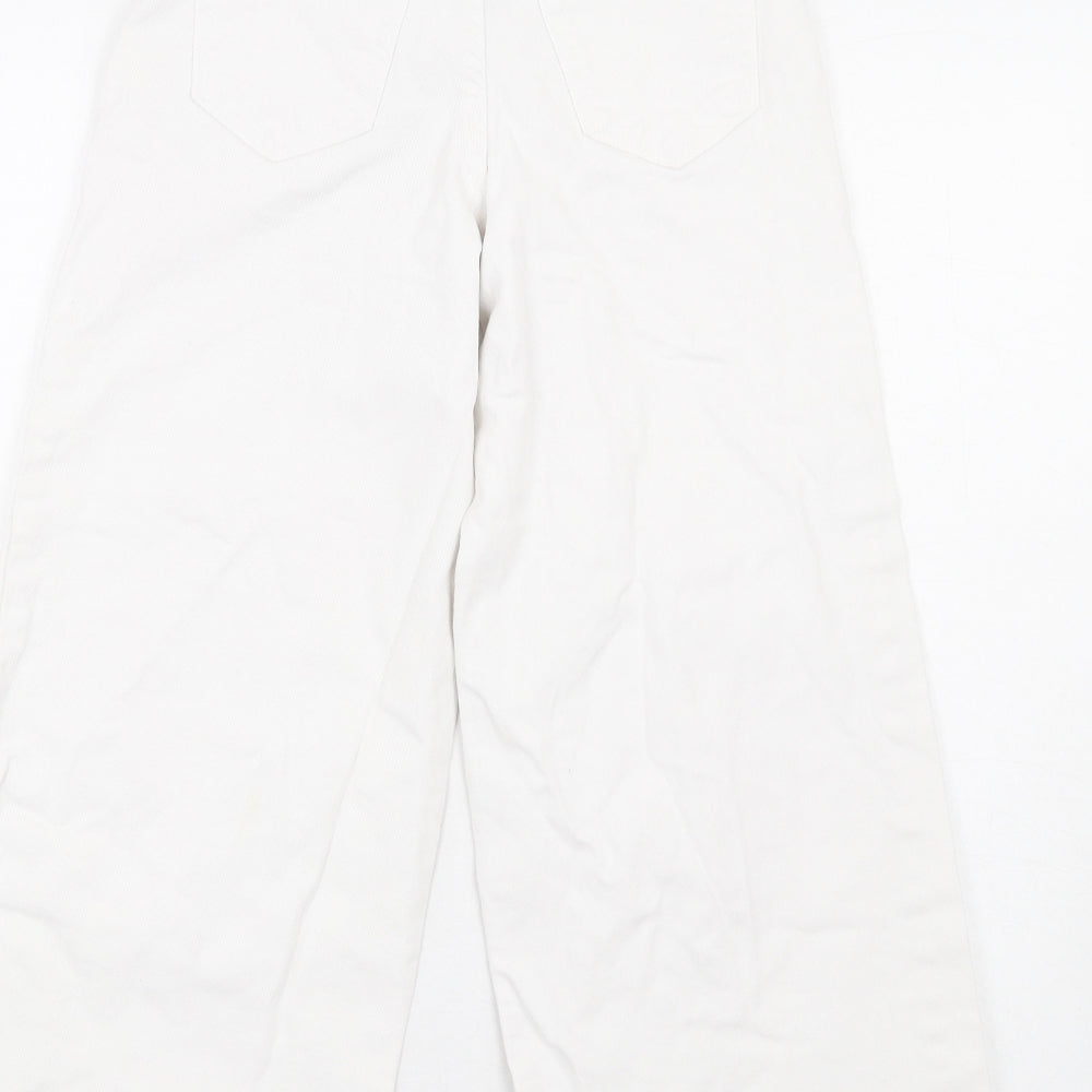 Denim & Co. Womens White Cotton Wide-Leg Jeans Size 4 L25 in Regular Zip