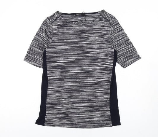 Additional front view of Autograph women’s blue viscose basic t-shirt, size UK 12, scoop neck