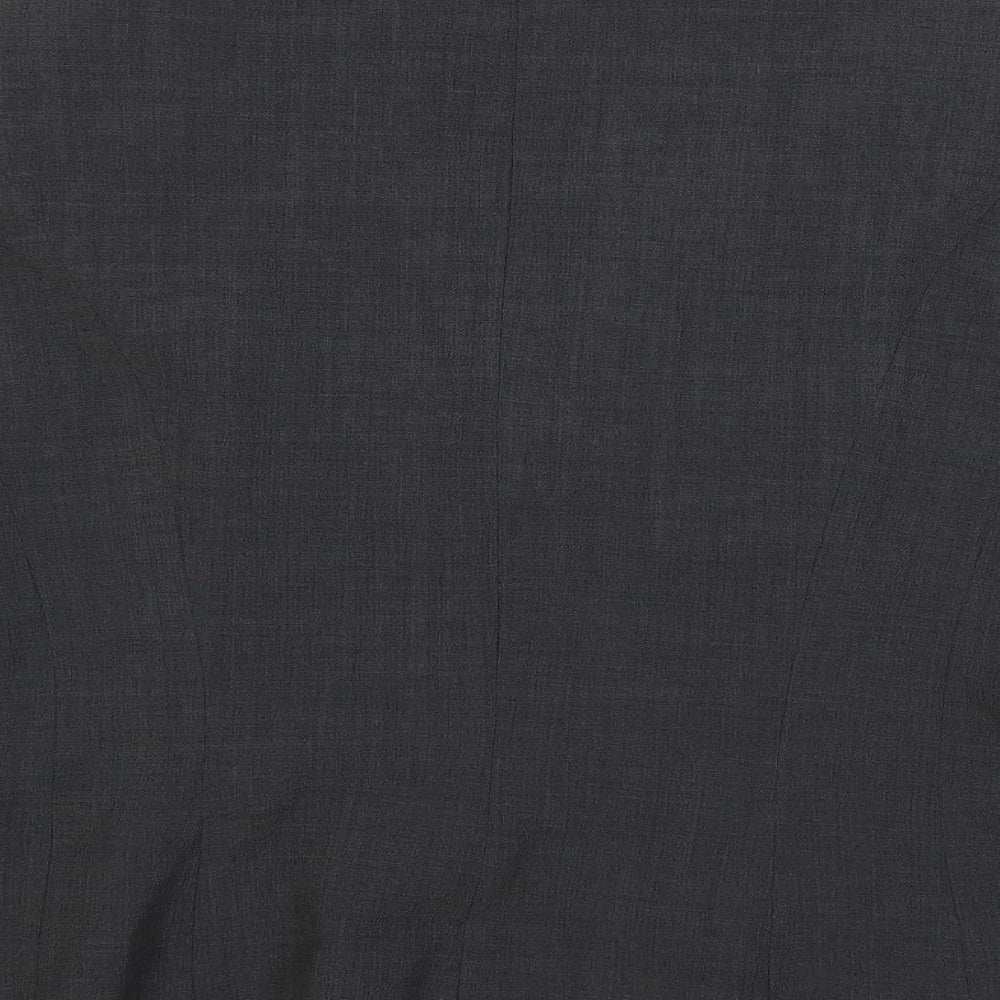Brand and care label for Alex & Co. women’s grey varsity jacket blazer, size UK 20, button