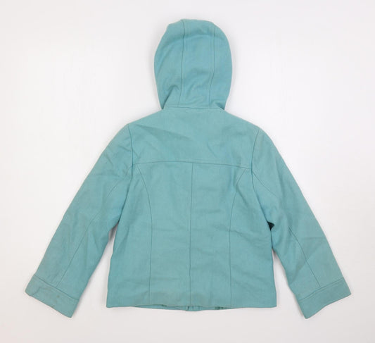 NEXT Girls Blue Duffle Coat Coat Size 9-10 Years Zip