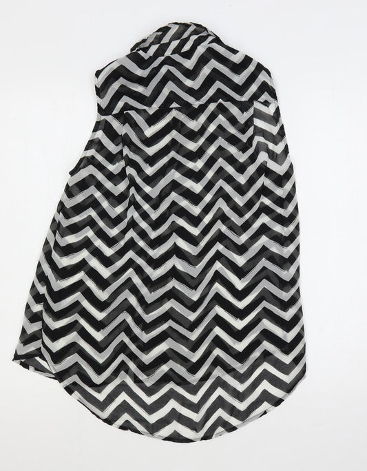 Womens UK Size 8 H&M Black Basic Button-Up