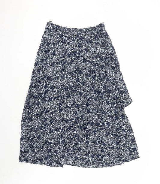Marks and Spencer Womens Blue Geometric Viscose Swing Skirt Size 10 Zip