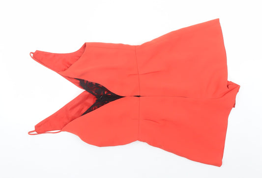 Topshop Womens Red Polyester Playsuit One-Piece Size 8 Zip