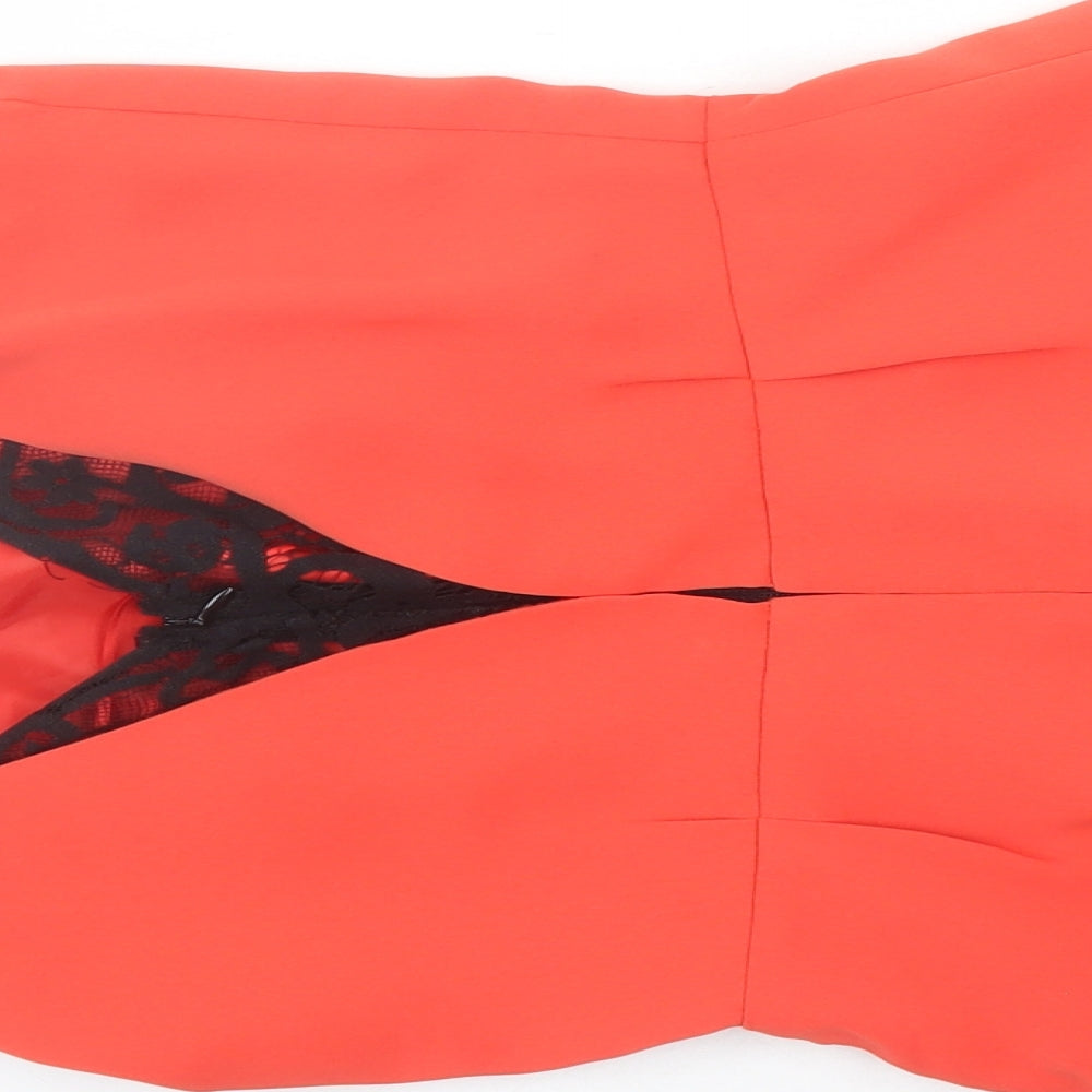 Topshop Womens Red Polyester Playsuit One-Piece Size 8 Zip