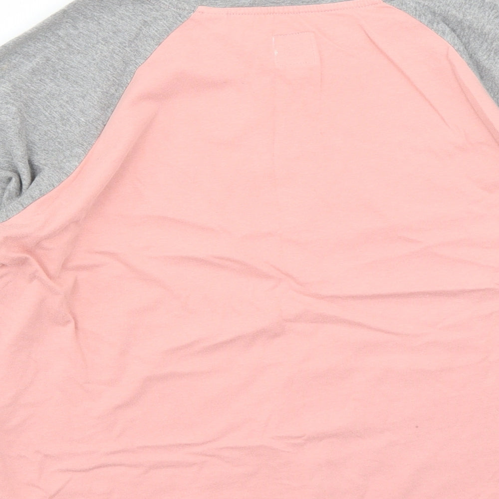 Jack Wills Womens Pink Colourblock Polyester Basic T-Shirt Size 8 Round Neck