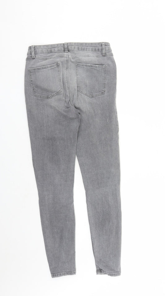 Denim & Co. Womens Grey Cotton Skinny Jeans Size 12 L27 in Regular Zip