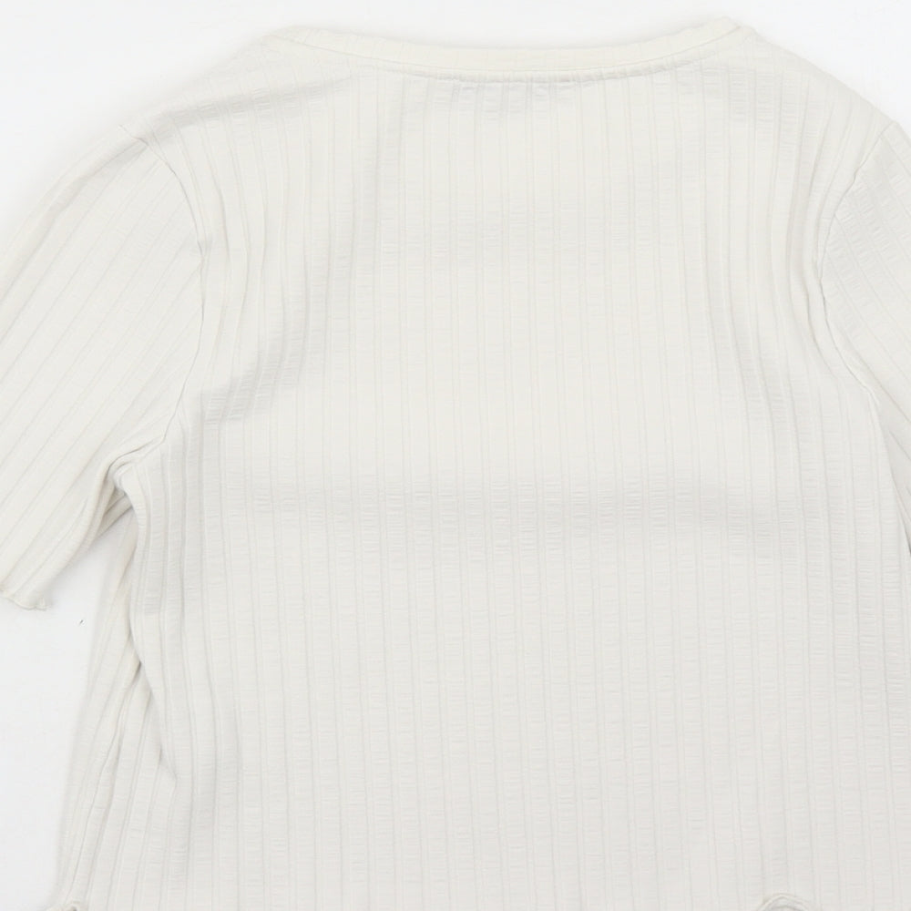 Womens UK Size 14 Limited Edition Ivory Basic T-Shirt