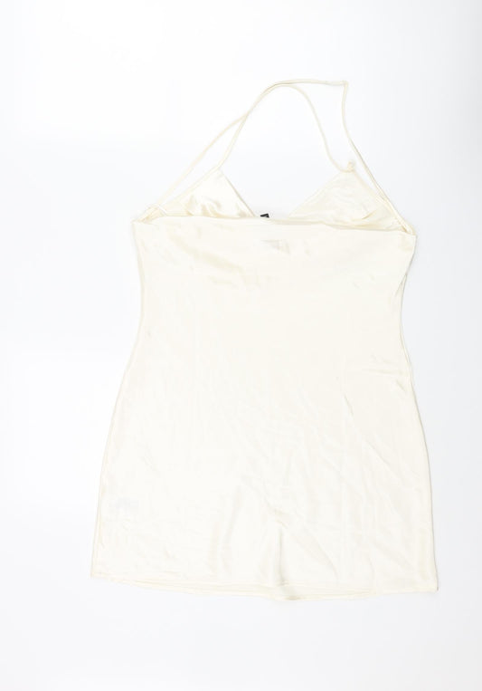 Divided by H&M Womens Ivory Polyester Slip Dress Size 10 Cowl Neck Pullover