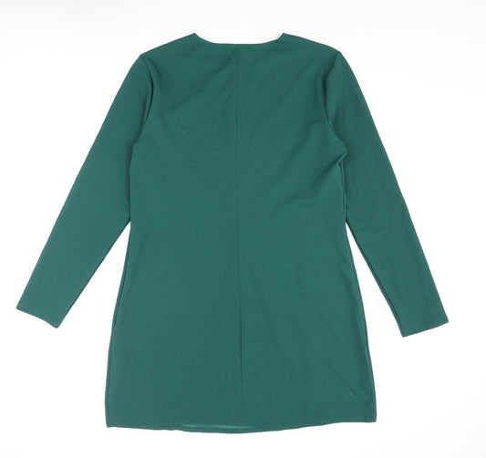 Zara Womens Green Polyester Mini Size L Round Neck Pullover