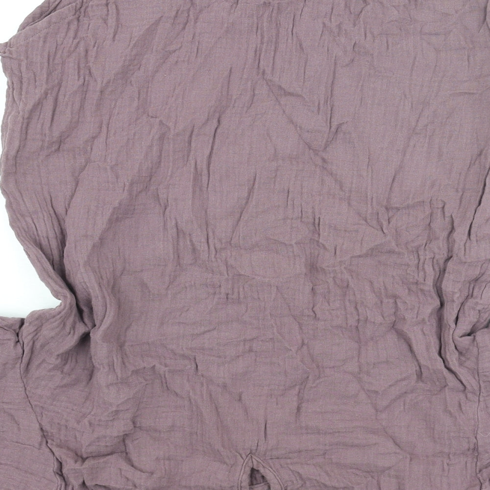 Denver Hayes Womens Purple Cotton Basic Blouse Size M Round Neck