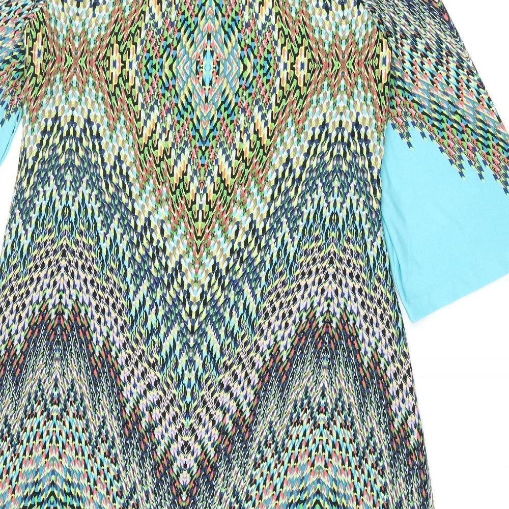 Cynthia Rowley Womens Multicoloured Geometric Polyester Shift Size 12 Boat Neck Pullover