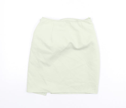PRETTYLITTLETHING Womens Green Polyester Bandage Skirt Size 4 Zip - Knot Front