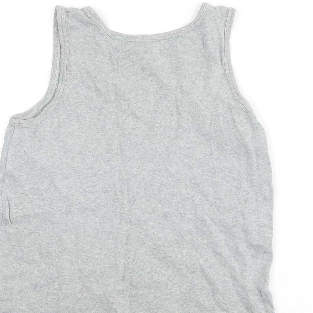 Marks & Spencer Boys Grey 100% Cotton Basic Tank Size 9-10 Years Round Neck Pullover