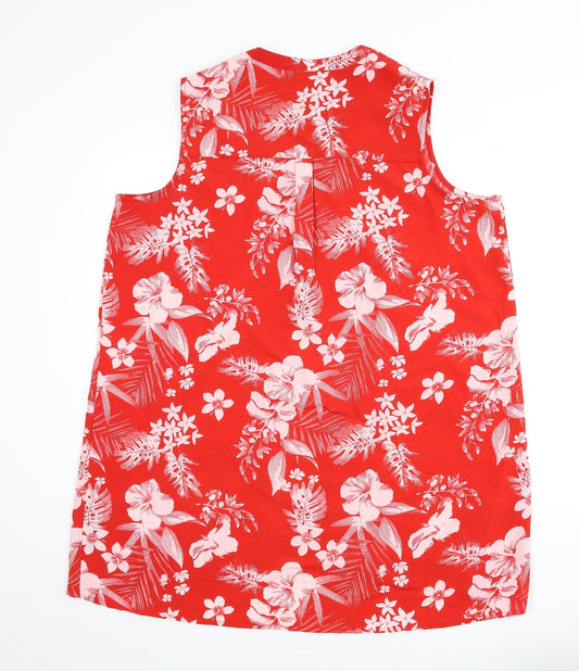 Yours Womens Red Floral Polyester Sheath Size 16 V-Neck Pullover