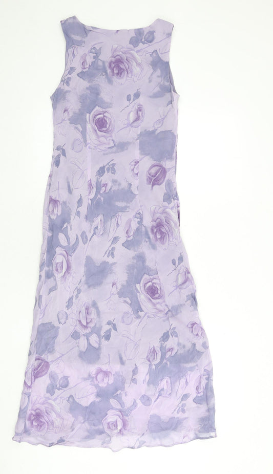 Autonomy Womens Purple Floral Viscose A-Line Size 12 Round Neck Pullover