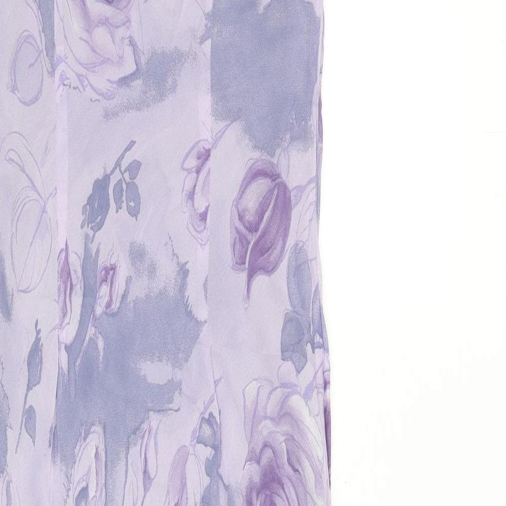 Autonomy Womens Purple Floral Viscose A-Line Size 12 Round Neck Pullover