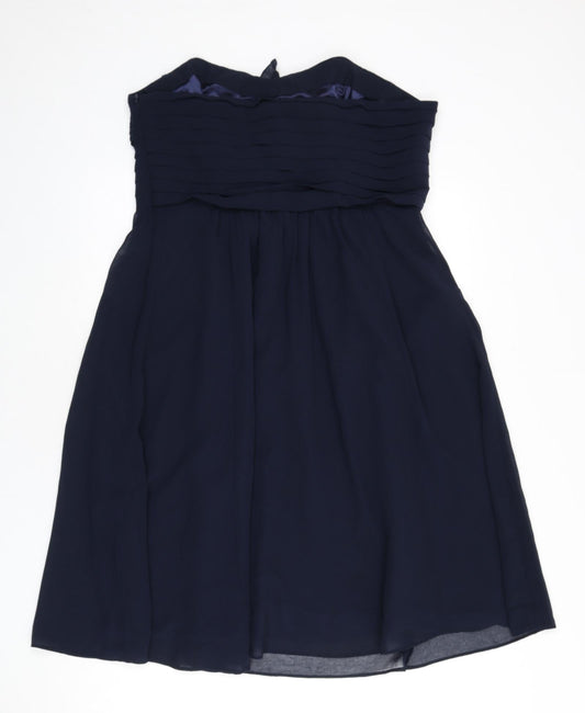 Debut Womens Blue Polyester Fit & Flare Size 16 Off the Shoulder Zip