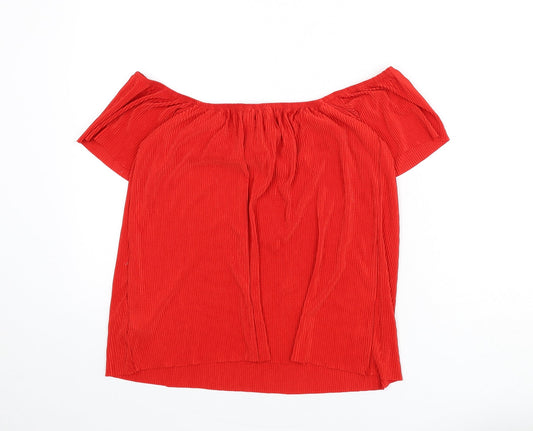Womens UK Size 6 New Look Red Basic Blouse