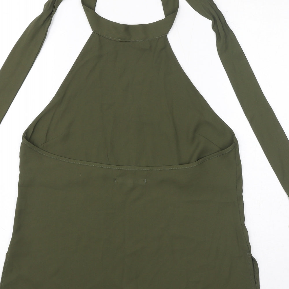 Womens UK Size 10 Diffuse Green Basic Blouse