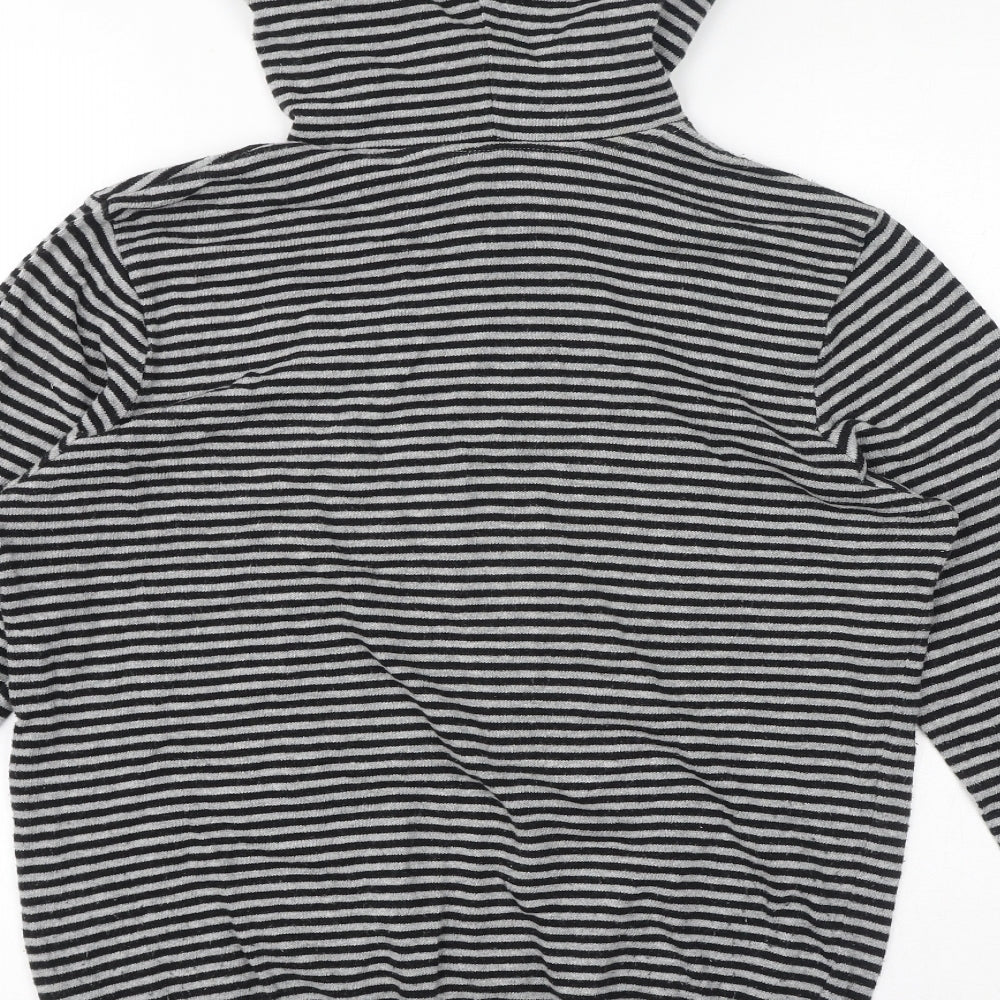 Topman Mens Grey Striped Acrylic Pullover Hoodie Size M