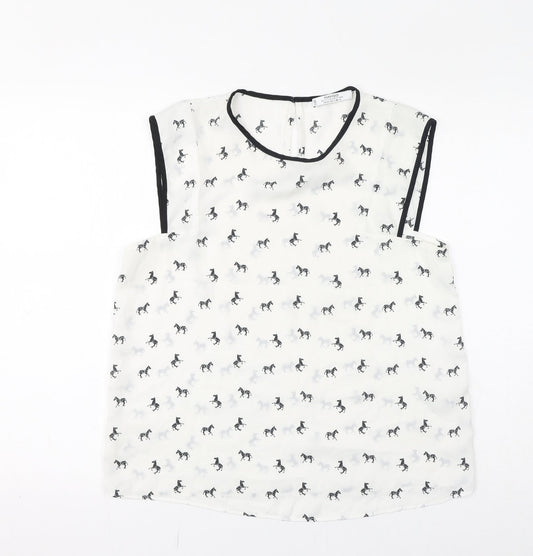 Womens UK Size M Mango White Basic Tank