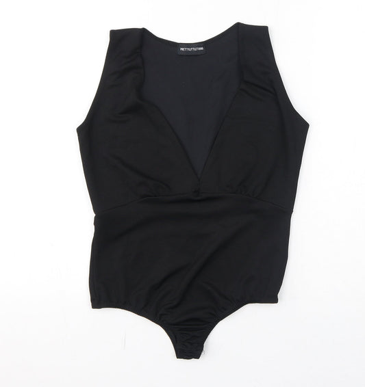 Womens UK Size 8 PRETTYLITTLETHING One-Piece Black Bodysuit