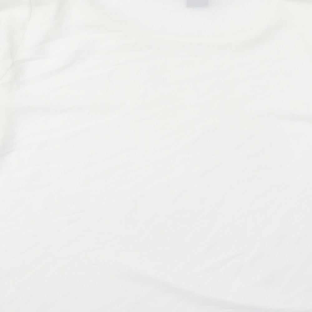 DMSA Womens White Polyester Basic Blouse Size M Round Neck - Sheer