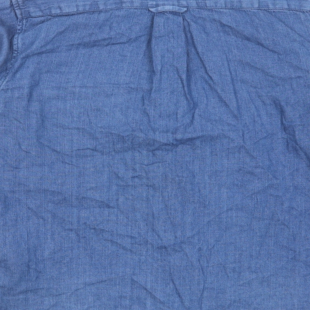 H&M Mens Blue Cotton Button-Up Size S Collared Button - Pocket