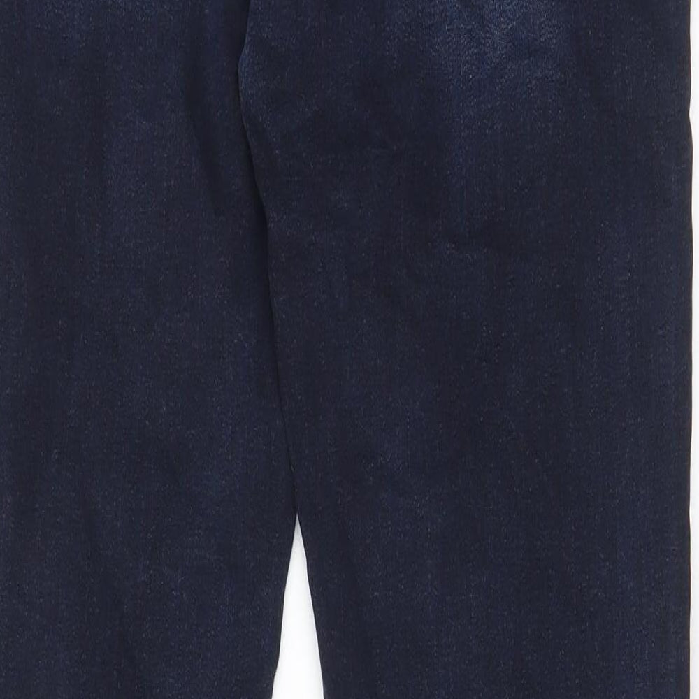 Brand and care label for ESPRIT men’s blue cotton skinny jeans, size 31, in regular zip - pockets, belt loops, logo