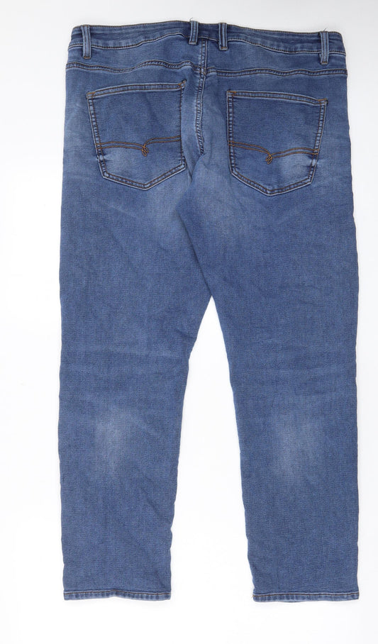 NEXT Womens Blue Cotton Straight Jeans Size 40 in L31 in Slim Zip - Pockets