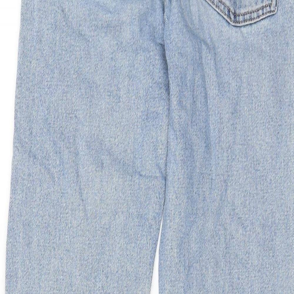 Denim & Co. Womens Blue Cotton Straight Jeans Size 4 L26 in Regular Zip - Pockets, Belt Loops