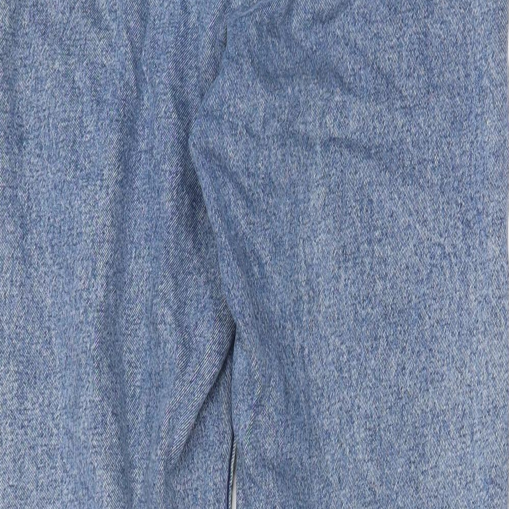 Denim & Co. Womens Blue Cotton Straight Jeans Size 10 L31 in Regular Zip - Pockets, Belt Loops