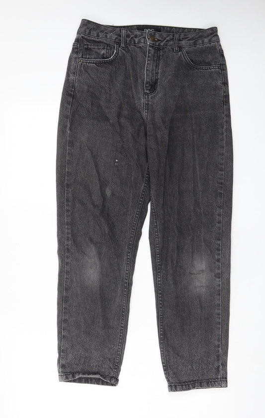 Additional front view of BDG women’s grey cotton mom jeans, size UK 29, in, 30-inch leg regular zip - pockets, belt loops