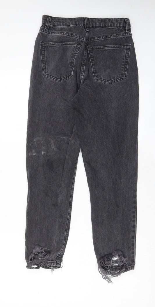 Topshop Womens Grey Cotton Mom Jeans Size 26 in L30 in Regular Zip - Pockets, Belt Loops