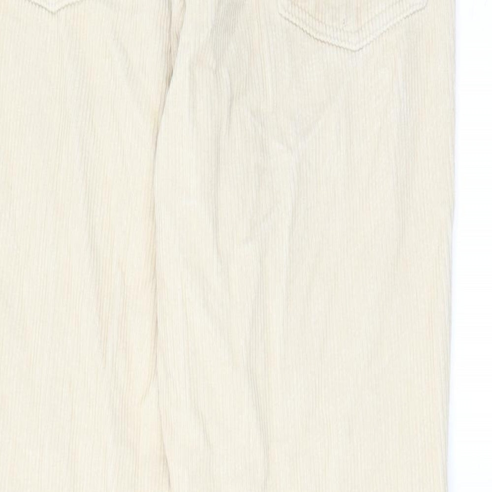 Topshop Womens Ivory Cotton Trousers Size 28 in L30 in Regular Zip - Pockets, Belt Loops