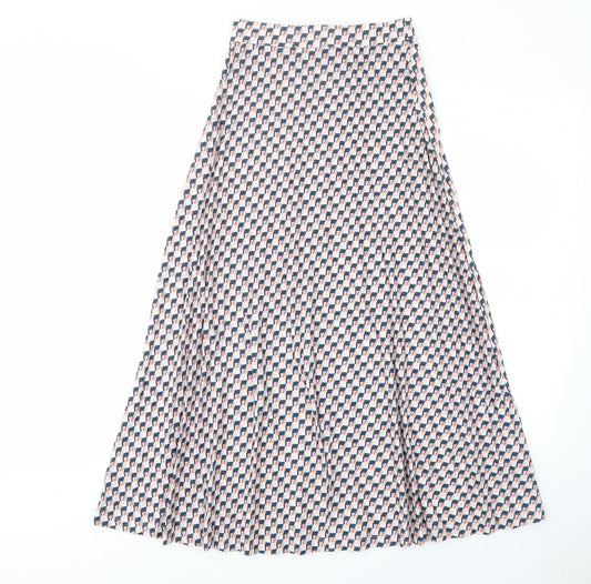 Marks and Spencer Womens Pink Geometric Polyester A-Line Skirt Size 6 - Elastic waist