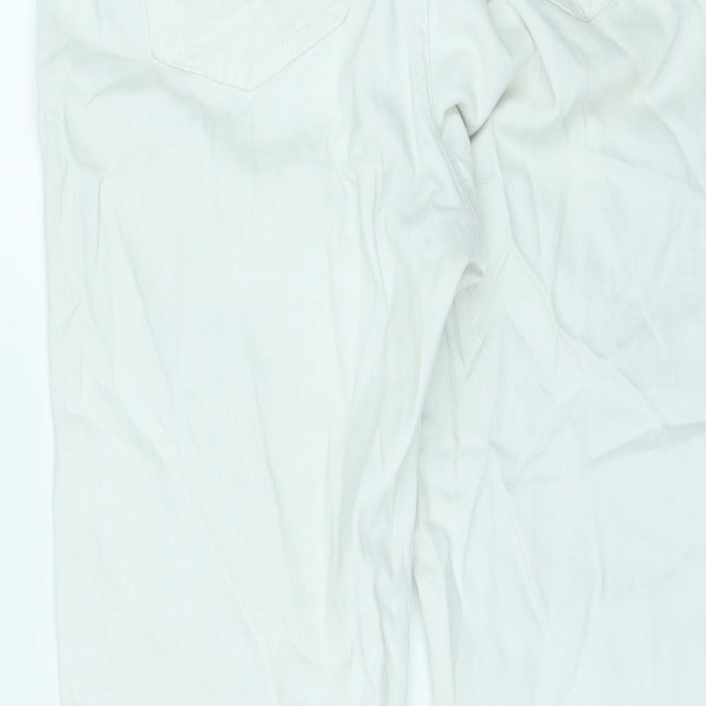 Denim & Co. Womens White Cotton Straight Jeans Size 12 L25 in Regular Zip - Cropped