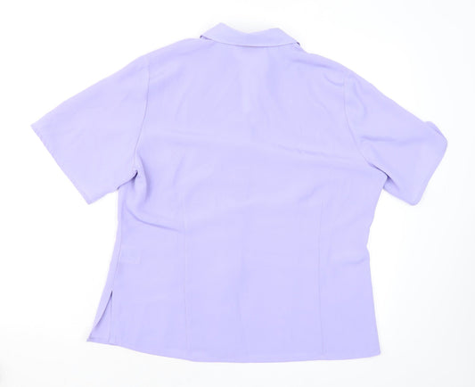 Bonmarché Womens Purple Polyester Basic Button-Up Size 14 Collared