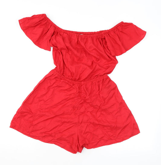 Womens UK Size 6 Divided by H&M One-Piece Red Playsuit