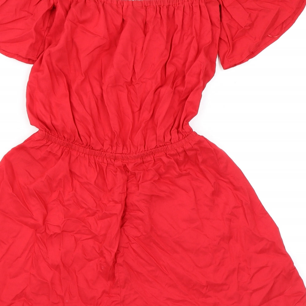 Divided by H&M Womens Red Viscose Playsuit One-Piece Size 6 L3 in Pullover