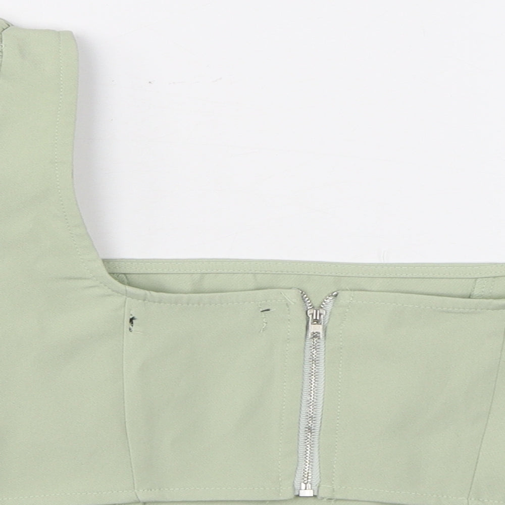 Womens UK Size 8 Missguided Green Cropped T-Shirt