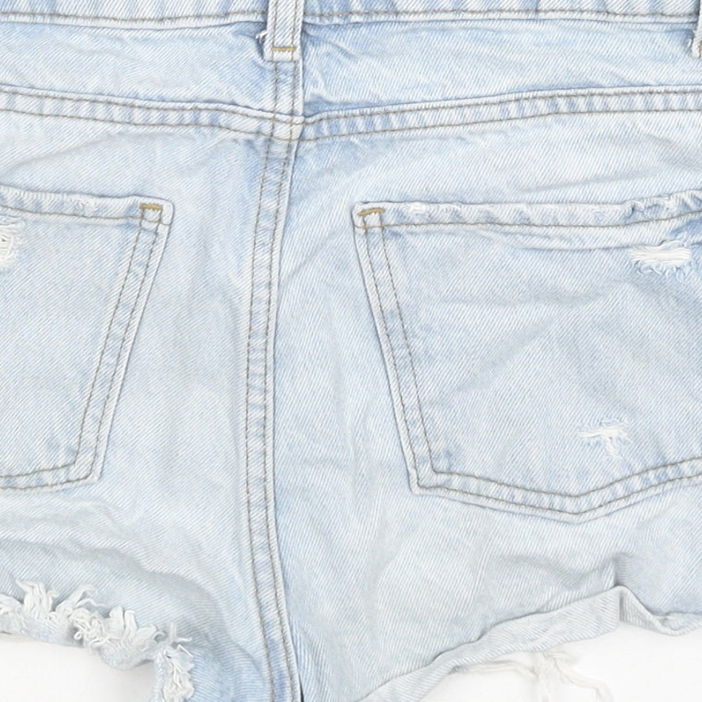 Denim & Co. Womens Blue Cotton Hot Pants Shorts Size 4 L3 in Regular Zip