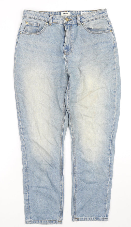 Additional front view of Only women’s blue cotton straight jeans, size UK 32, in, 28-inch leg regular zip